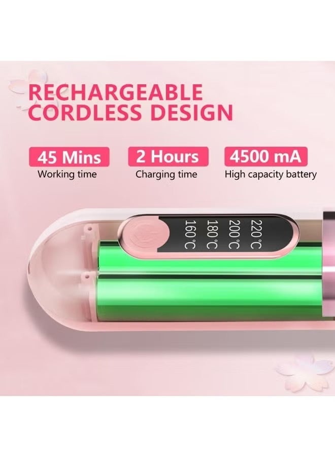 فرشاة تمليس الشعر اللاسلكية القابلة لإعادة الشحن عبر منفذ USB - مشط صغير محمول يعمل بتقنية الأيونات السالبة مع تسخين سريع، 4 إعدادات لدرجة الحرارة، وخاصية الإيقاف التلقائي بعد 30 دقيقة - Image 5